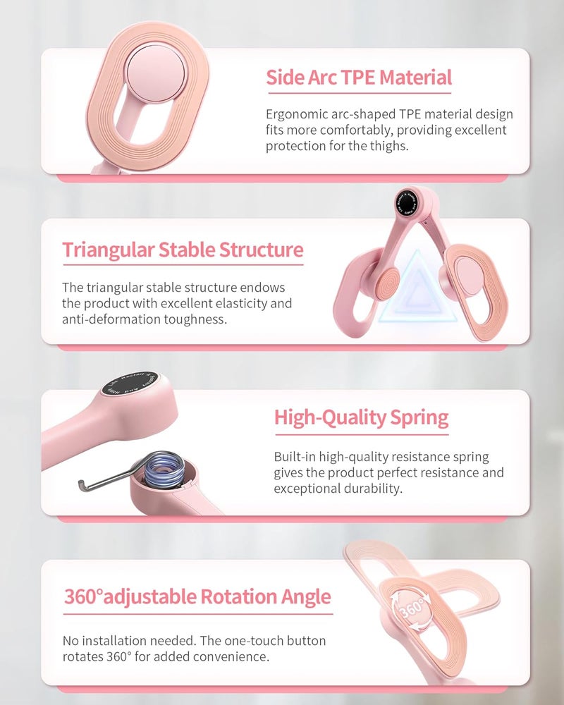 SirDone Thigh Master Kegel Exerciser - 360° Adjustable Thigh & Pelvic Floor Strengthener, Multi-Function Home Gym Equipment for Women's Inner Thigh, Hip, Leg and Arm Workouts (Pink) - Image 5